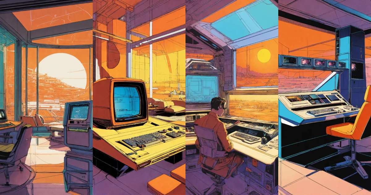 Lexica - A retro futuristic computer designed by Syd Mead, pen ...