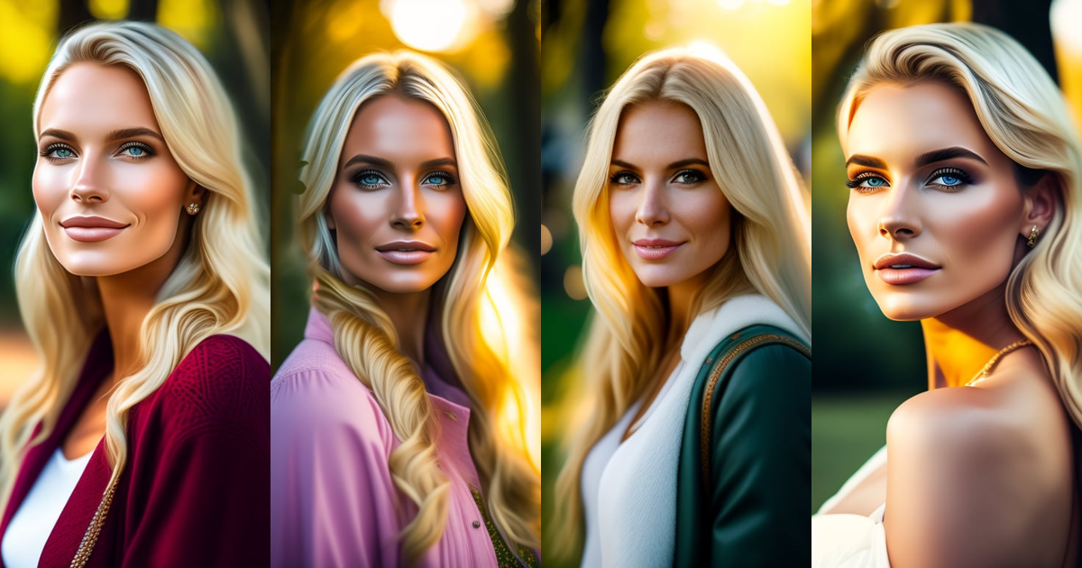 Lexica - Portrait of a beautiful blond woman in the park
