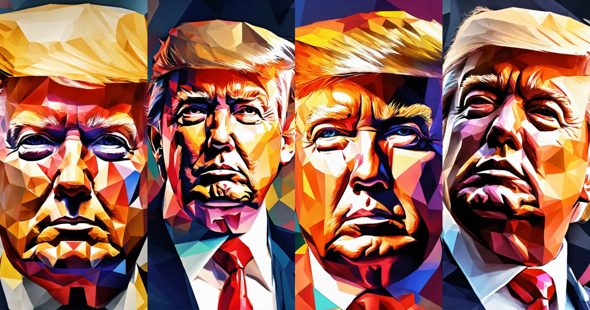 Lexica - Portrait ofdonald trump verry abstract poligon style 3d