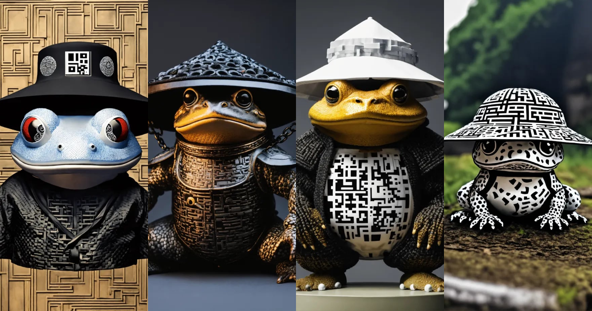 Lexica - A toad made out of a 3d black and white optical illusion, ying ...