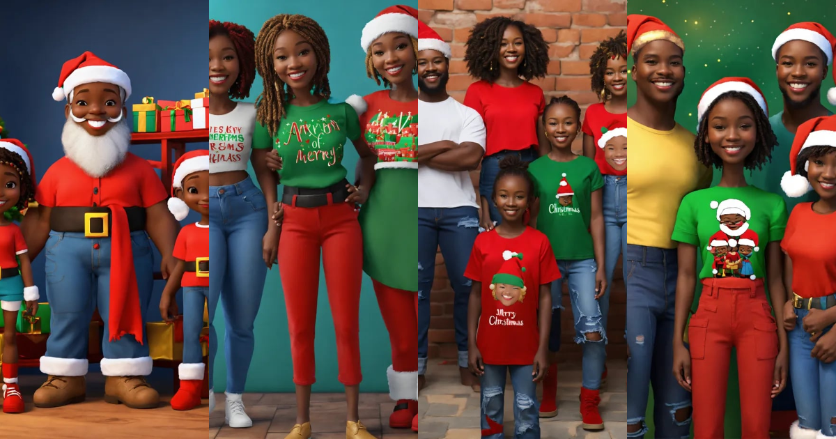 Lexica - 3D smiling faceless art dark complexion African American Santa ...