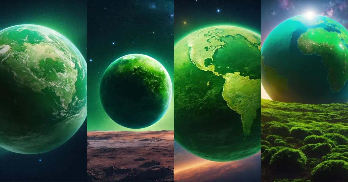 Lexica - One green continel planet floating in space