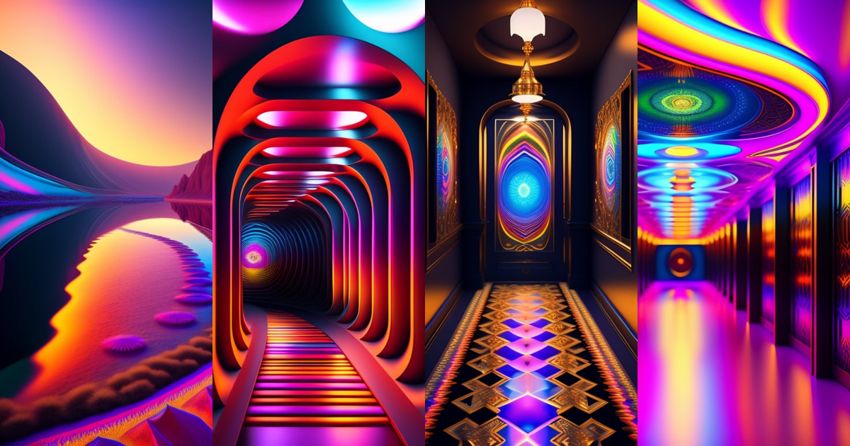 Lexica - The most psychedelic scene imaginable in a hallway, intricate ...