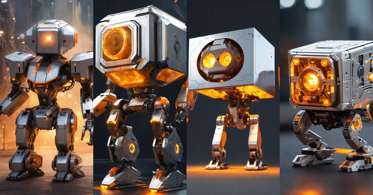 Lexica - Flying floating Robot that looks like a sleek silver cube with ...