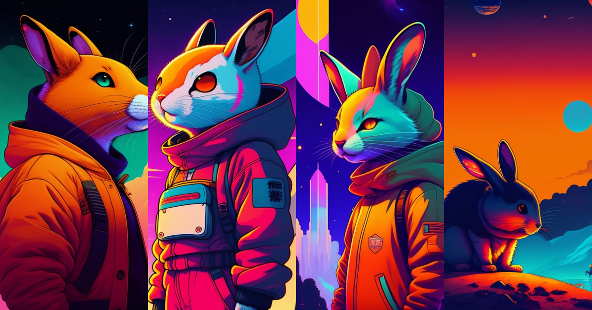 Lexica - Photo of a rabit monster in the space, style of laurie ...