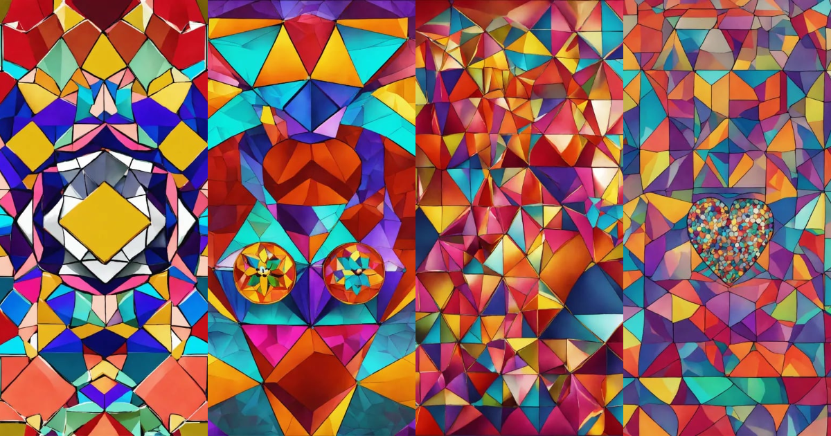 Lexica - Colorful bejeweled geometric pattern with mickey mouse
