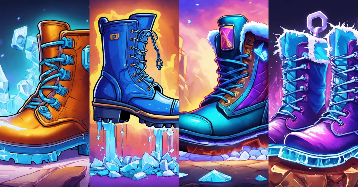 Lexica - Ice chains tight around the boot. A single full scale colorful ...