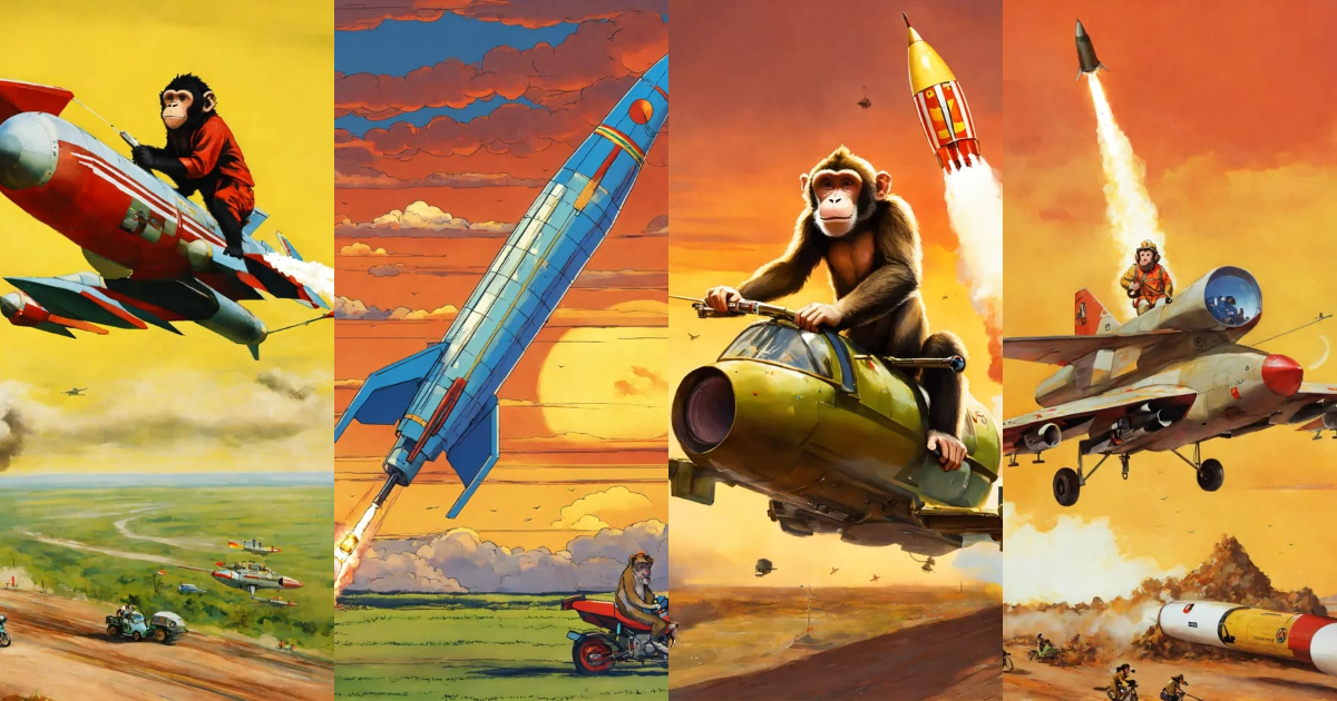 Lexica - A monkey rides a missile