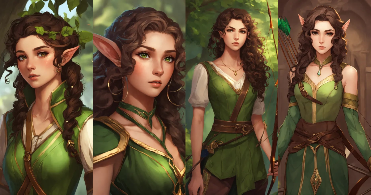 Lexica - Character art of a 24-year-old female wood elf, curly hair ...