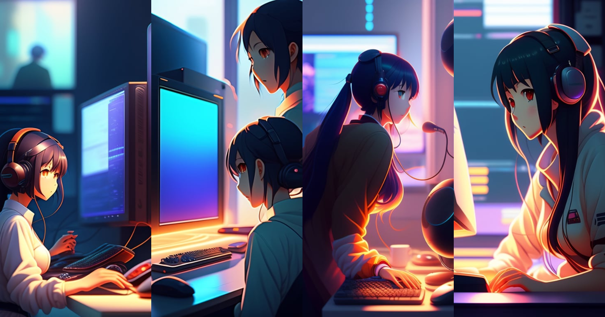 Lexica - Create a high resolution artwork of Anime Girl is programming ...