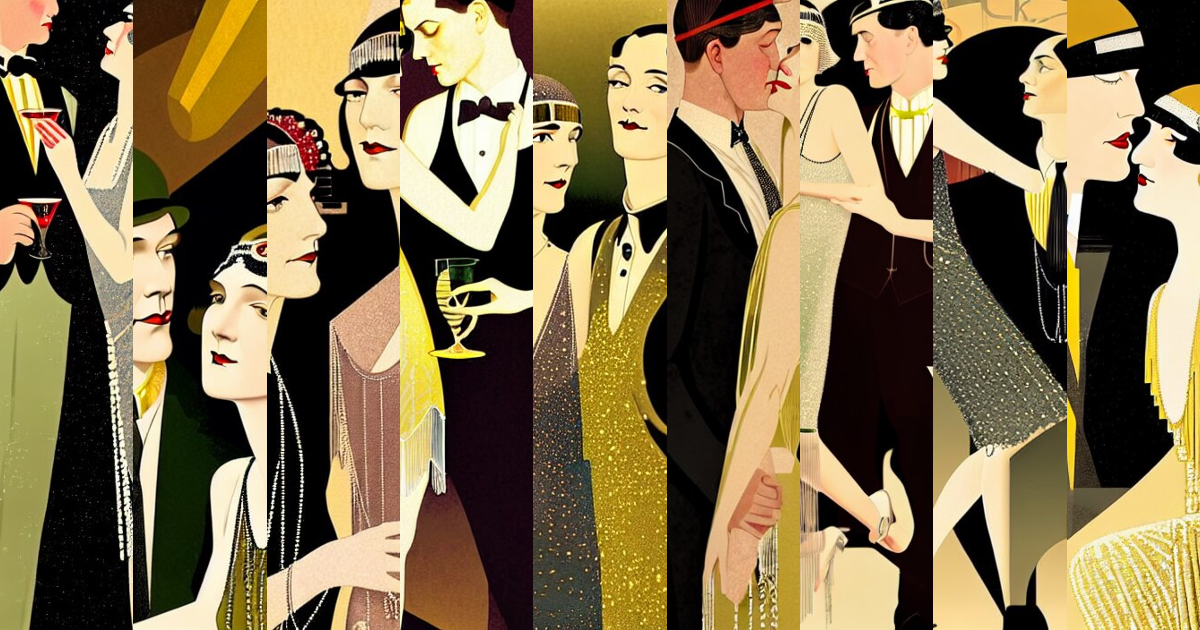 Lexica - A beautiful classy flapper couple, dimly lit upscale 1920s ...