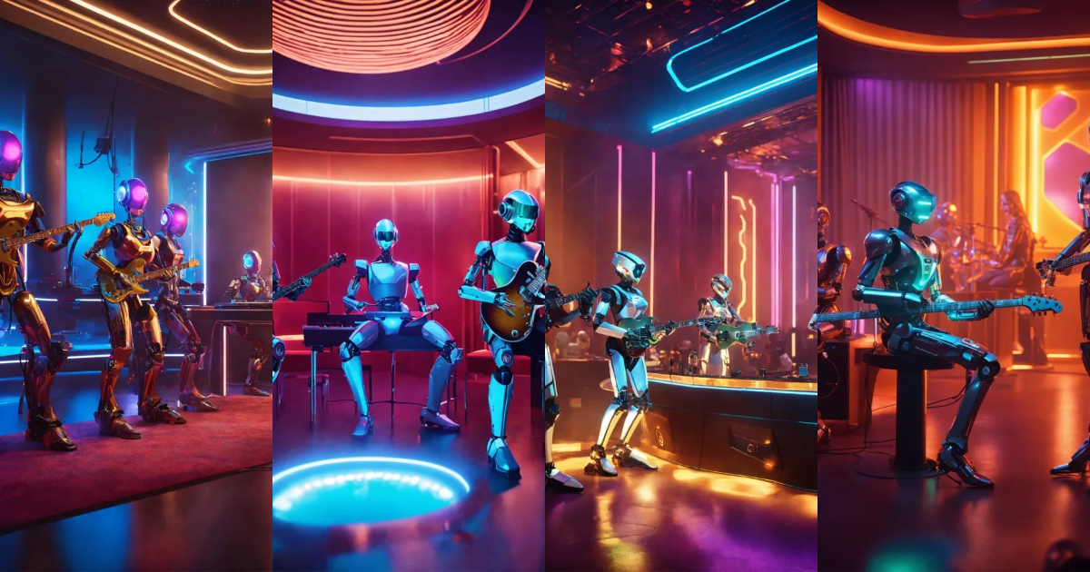 Lexica - Band of 4 robot musicians with electric instruments playing ...