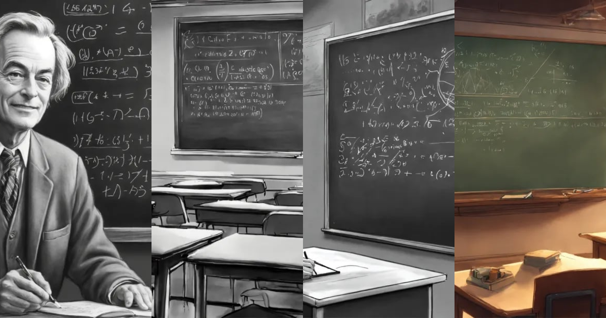 Lexica - Professor at a chalkboard in front of a classroom doing math ...
