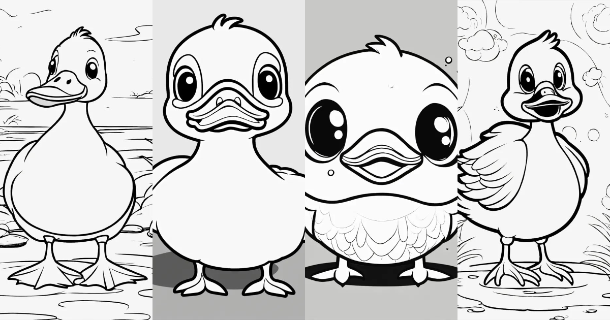 Lexica - Cute Duck, big cute eyes, pixar style, simple outline and ...