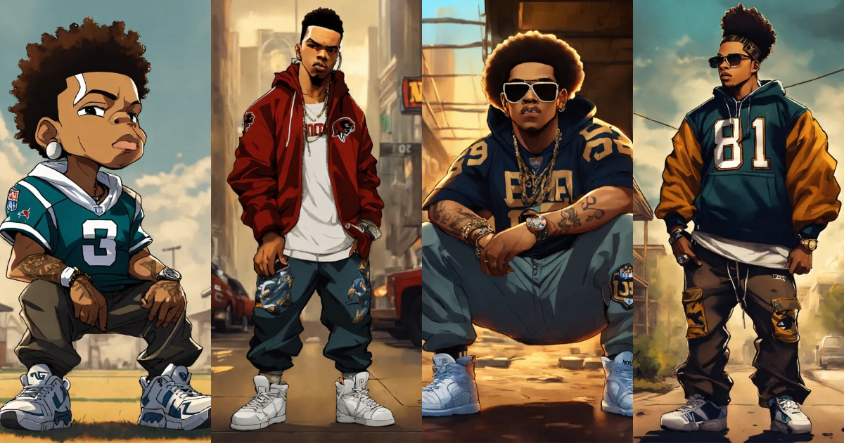 Lexica - Hip hop art style nfl boondocks full body