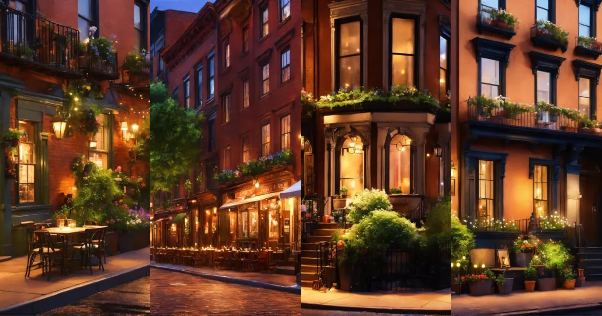 Lexica - Epic shot of a brownstone houses in Greenwich Village in New ...