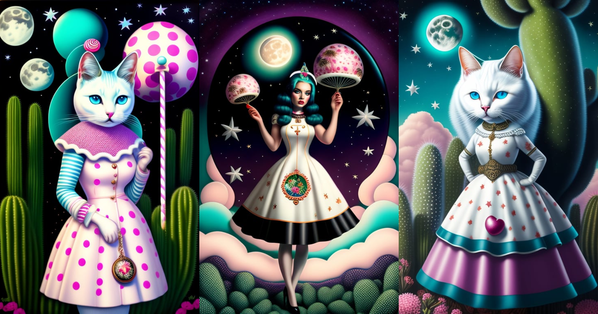 Lexica - Mark ryden. retro pop art comic anthropomorphic white cat with ...