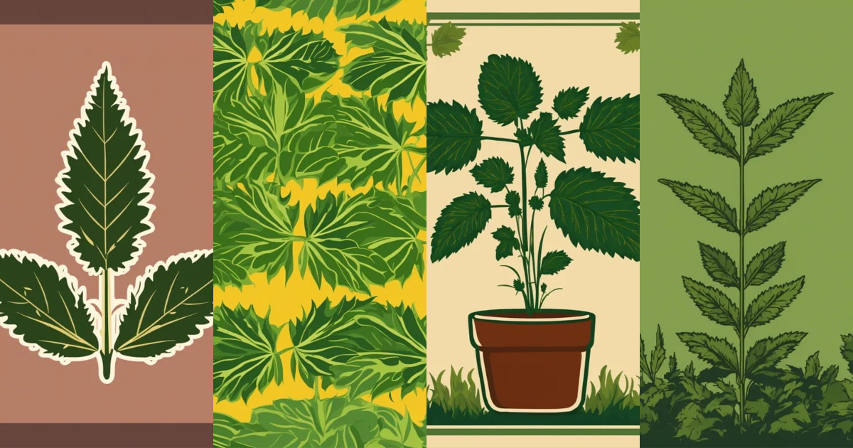 Lexica - Simple narrow nettle plant in the middle vector icon