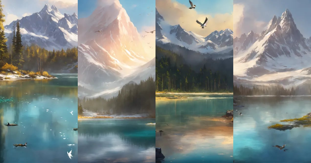 Lexica - Concept art of a glistening clean lake at the base of a small ...