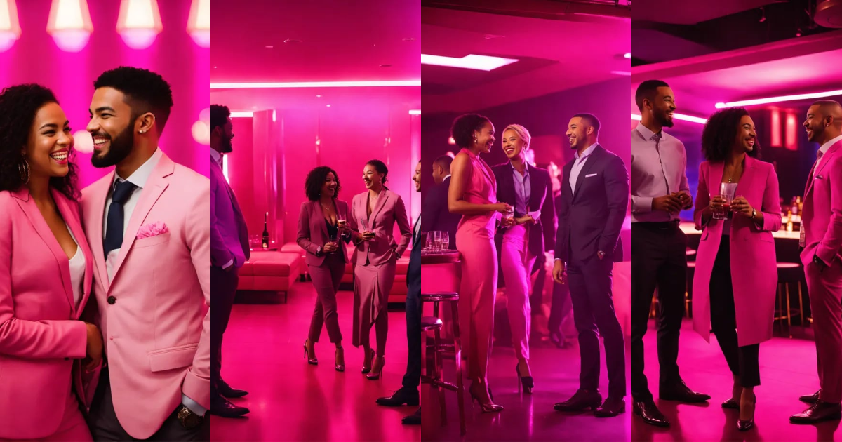 Lexica - A wide shot of mixed race business professionals in a dark ...
