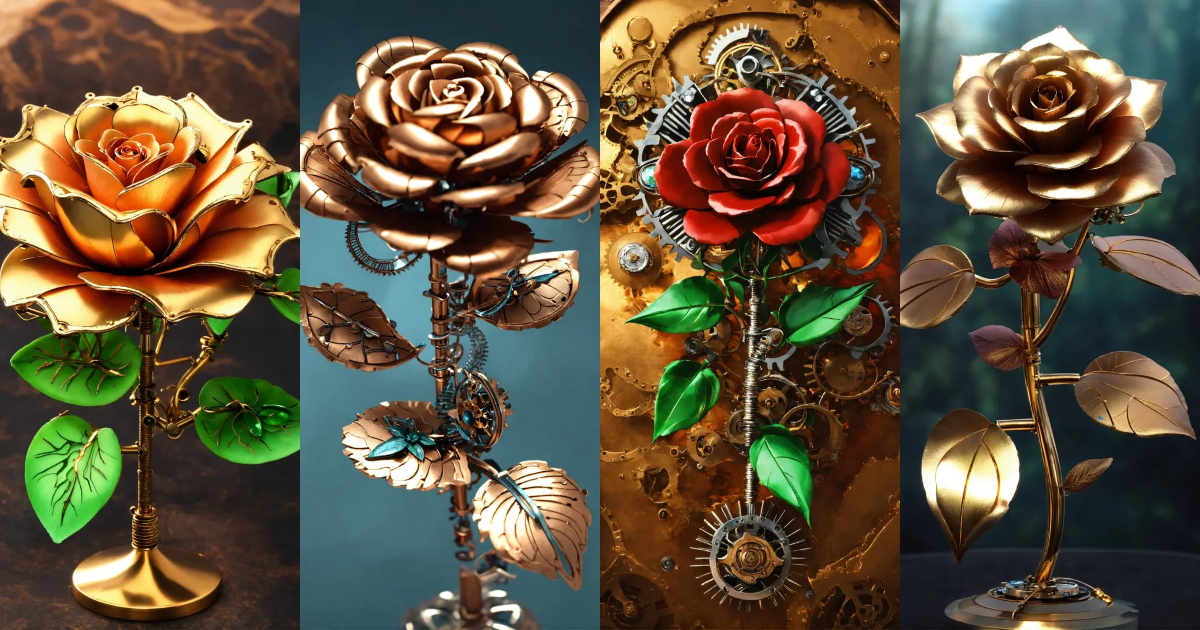 Lexica - Complex multi-layer metal mechanical steampunk flower rose ...