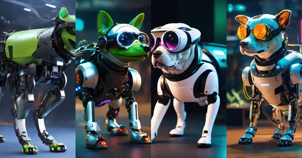 Lexica - Dog inu frog, full body cyberpunk style robot with virtual ...