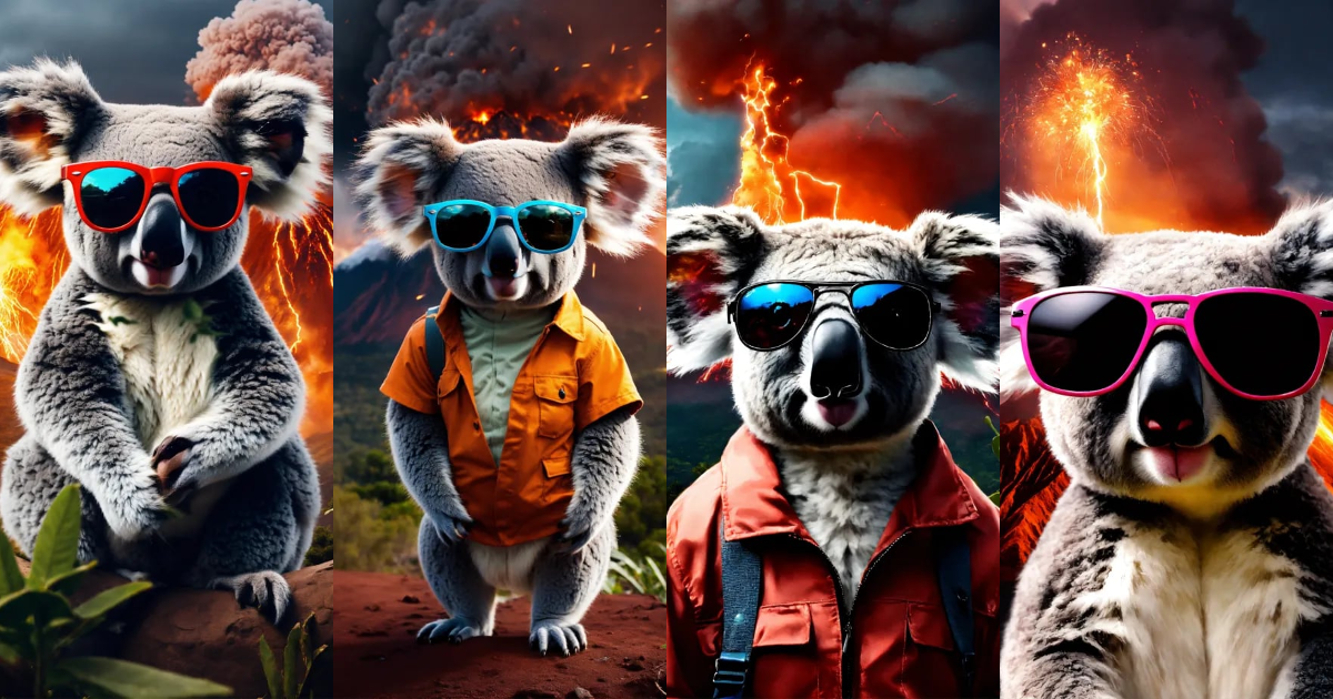 Lexica - A koala with cool dude glasses raybans realistic in front of a ...