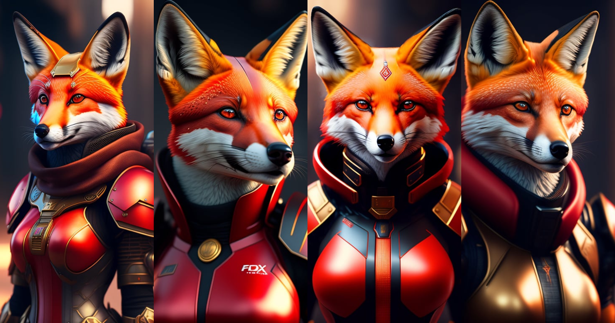 Lexica - 280 / 5 000 Portrait painting of a cybernetic red fox with ...
