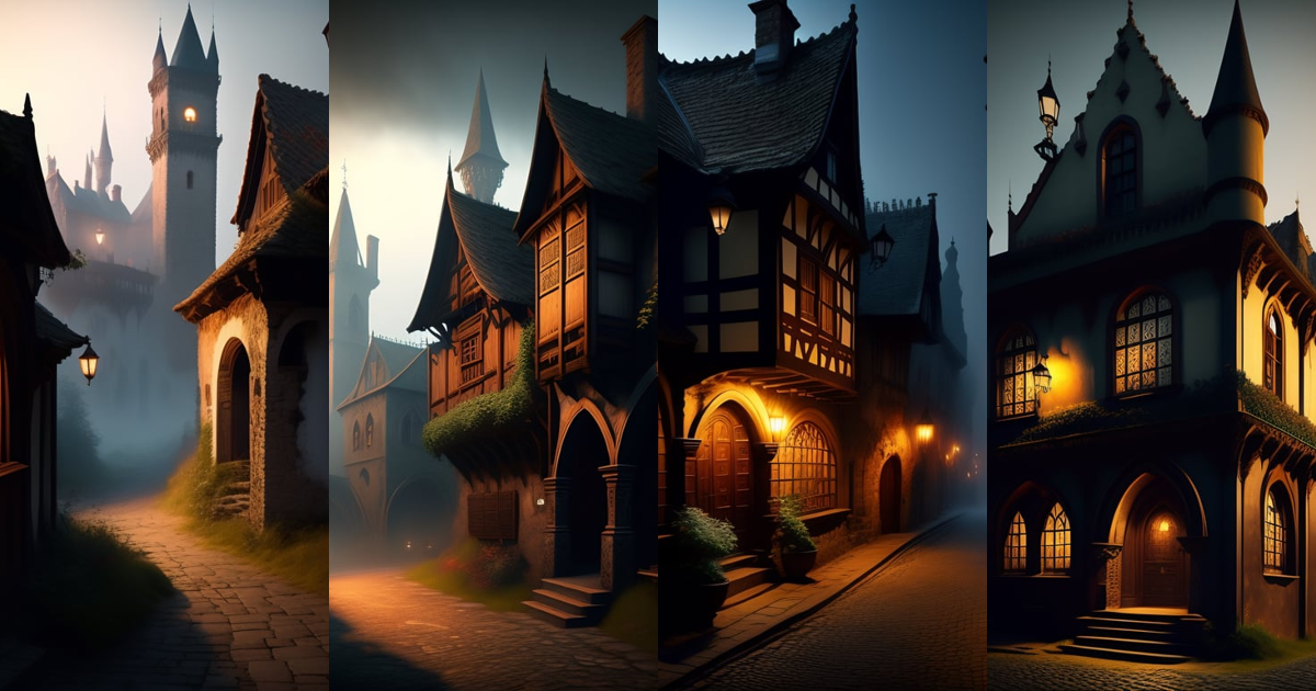 Lexica - Old medieval town gothic nightscape decay mist dirt dust map
