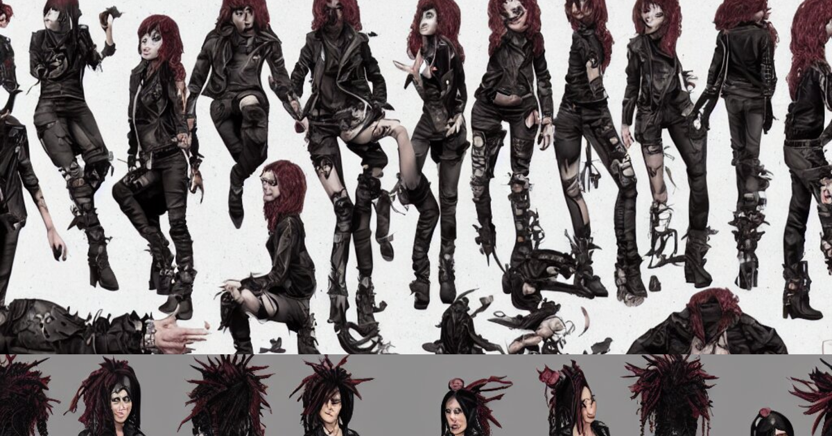 Lexica - Gina is a punk rocker, character sheet, concept design ...