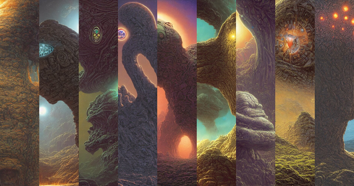 Lexica - Cosmic alien planet, a single lonely spaceship, giant ancient ...