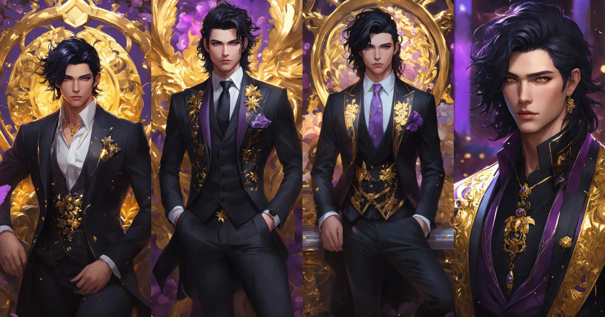 Lexica - Fullbody Portrait of a man in a black suit, gold adornments ...