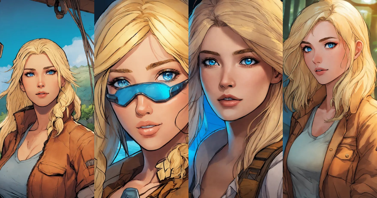Lexica - A blonde girl with blue eyes . Ark survival comic