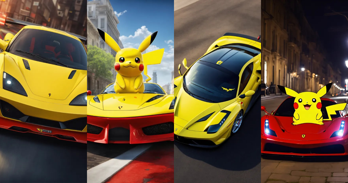 Lexica - Pikachu as a ferrari car,cool