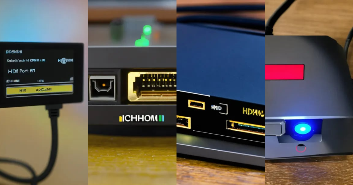 Lexica - Visualize an HDMI ARC port, showing the 'ARC' label on the ...