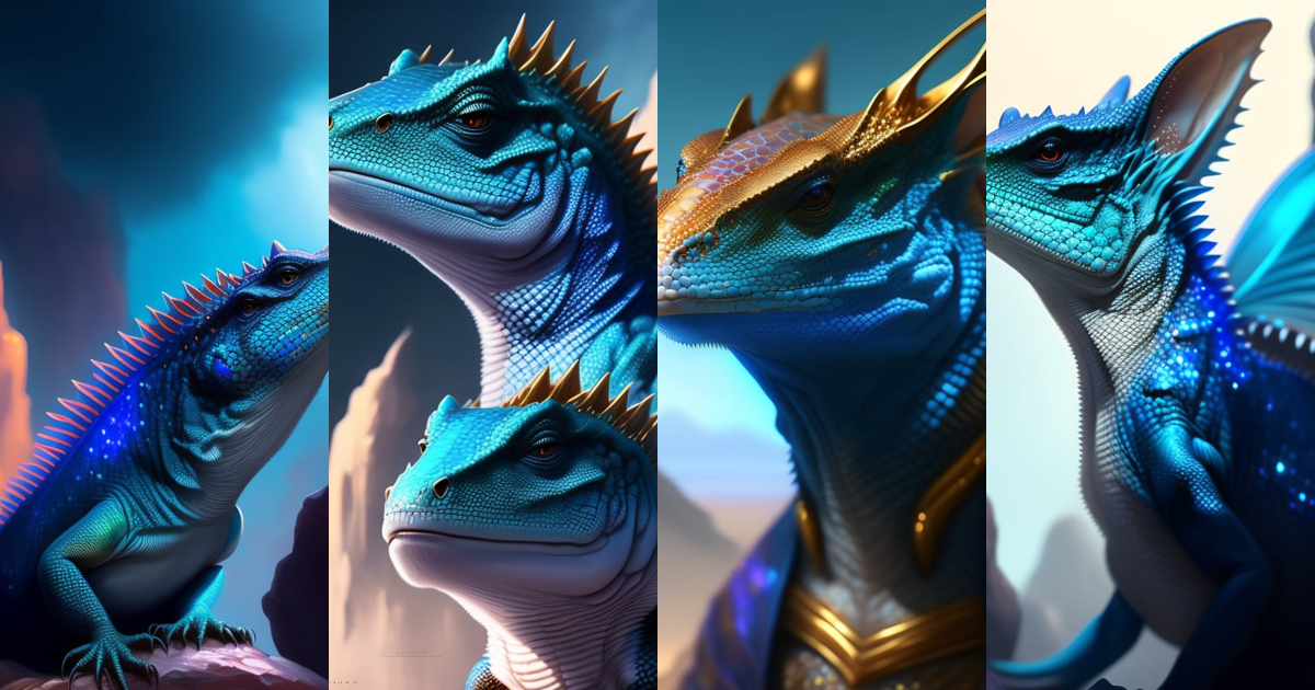 Lexica - Super rich lizard, luxury, blue crystals, greg rutkowski