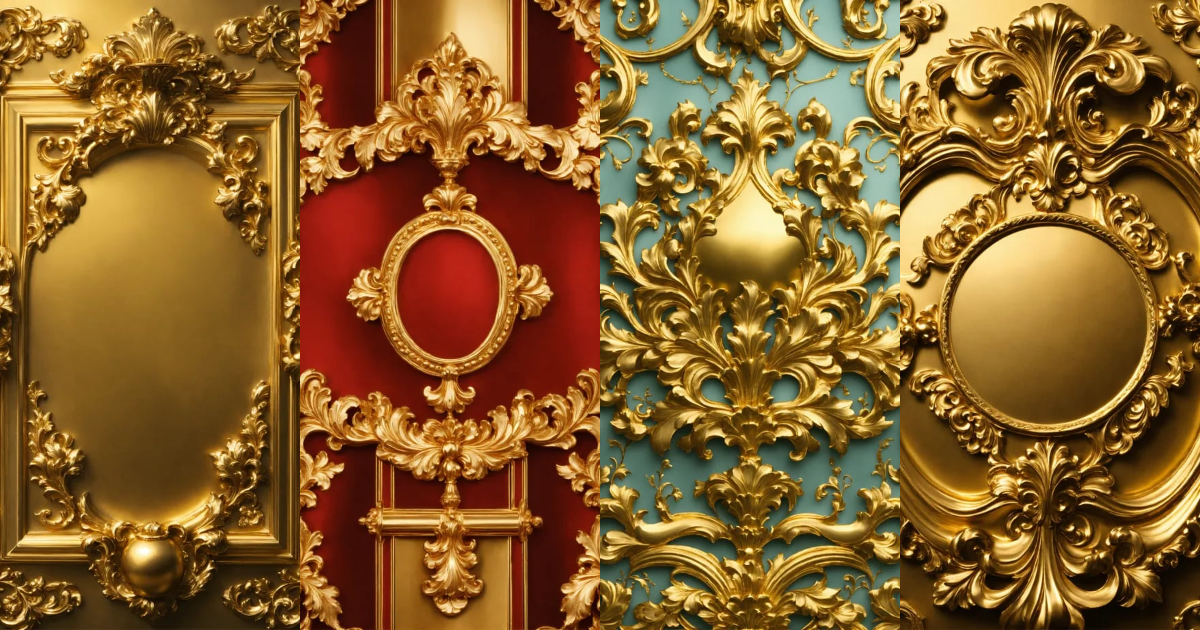 Lexica - G-o-d s-a-v-e t-h-e q-u-e-e-n, in shiny gold, rococo style ...