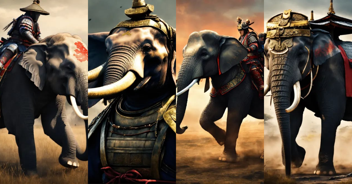 Lexica - Elephant samurai. Battlefield. Hyper realistic.