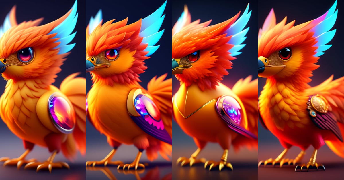 Lexica - A cute adorable adult phoenix made of crystal ball with low ...