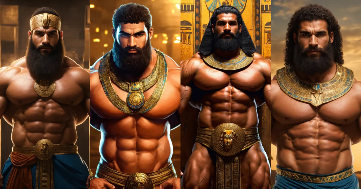 Lexica - 30-year-old hairy ancient Egyptian god with big muscles, big ...