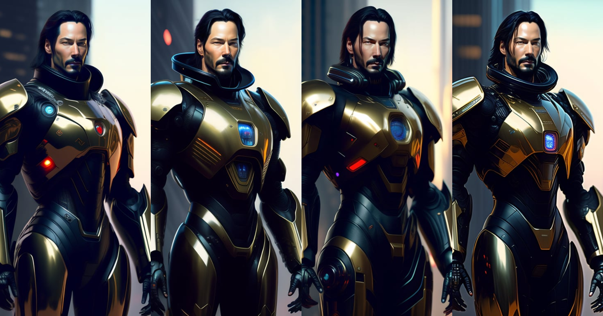 Lexica - A Keanu Reeves, realistic scifi cyberpunk power armor robot ...