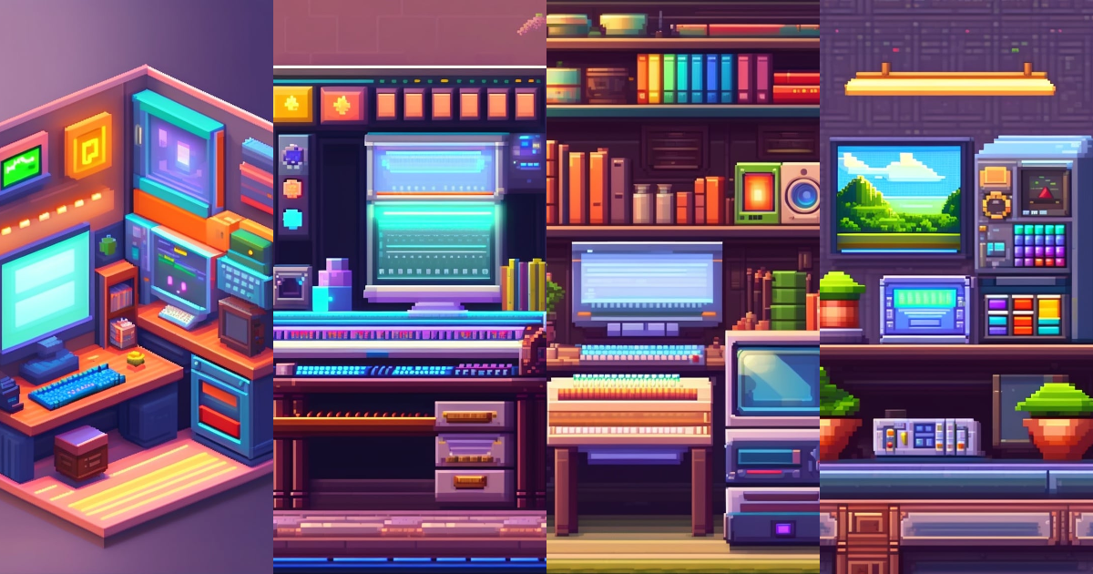 Lexica - Home studio ,2d, pixel art