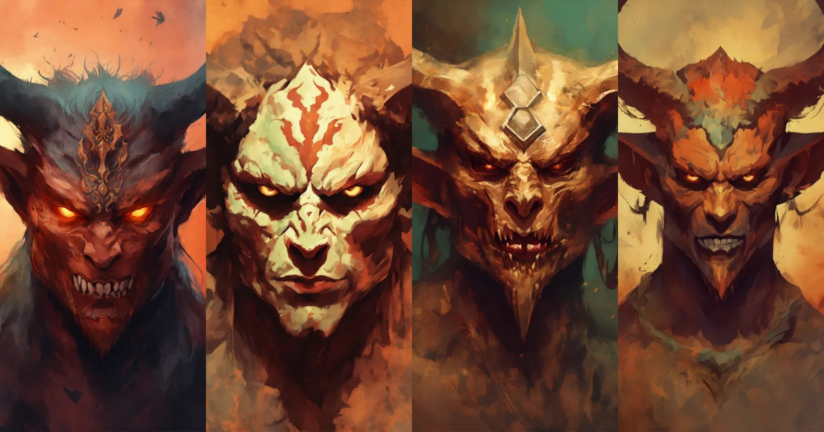 Lexica - Demon portrait, texture painting, texture vector illustration ...