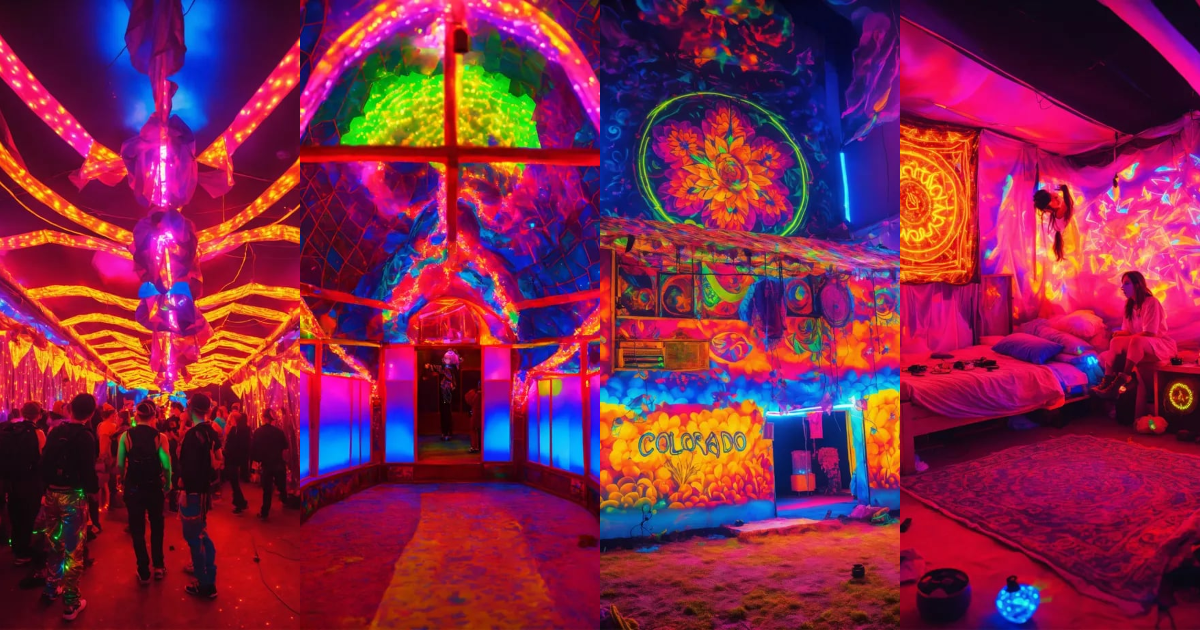 Lexica - Colorado festival Raver of topaz and shimmer black neon light ...