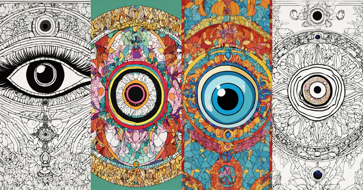 Lexica - Colouring book style image, Kurt Geiger evil eye image, no ...