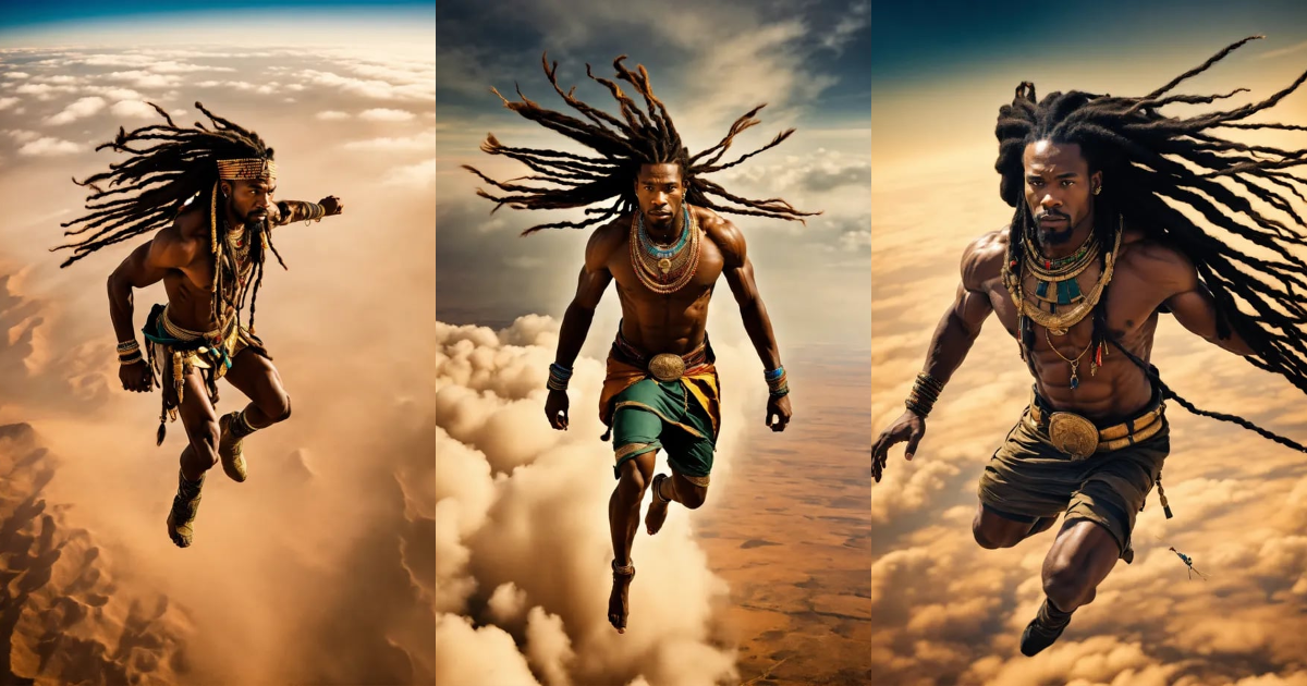 Lexica - Dramatic aerial photograph of a muscular African Pharaoh with ...