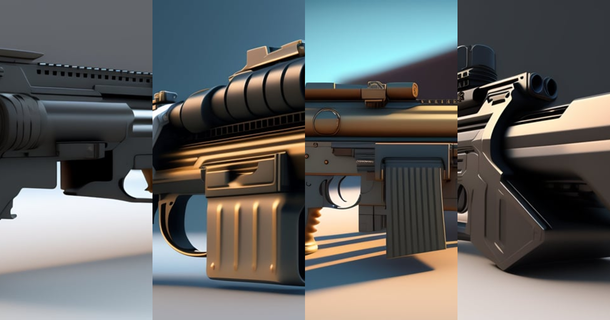 Lexica - A machine gun with a white background, a computer rendering by ...