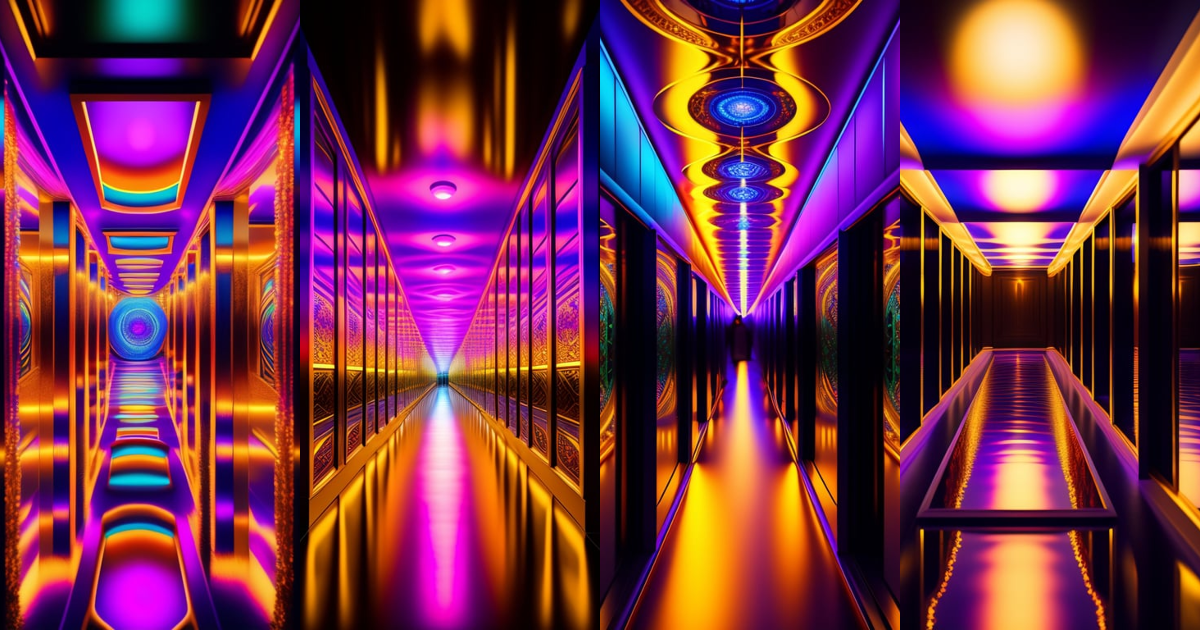 Lexica - The most psychedelic scene imaginable in a hallway of mirrors ...