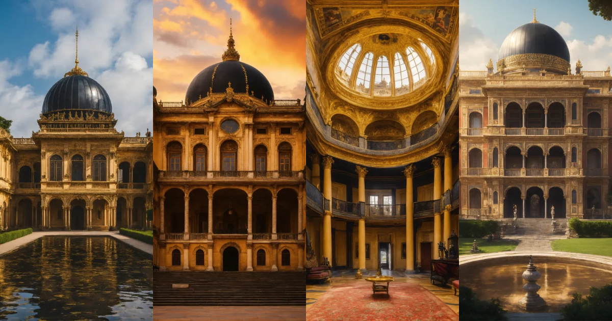 Lexica - A palace with a dome and black royal family
