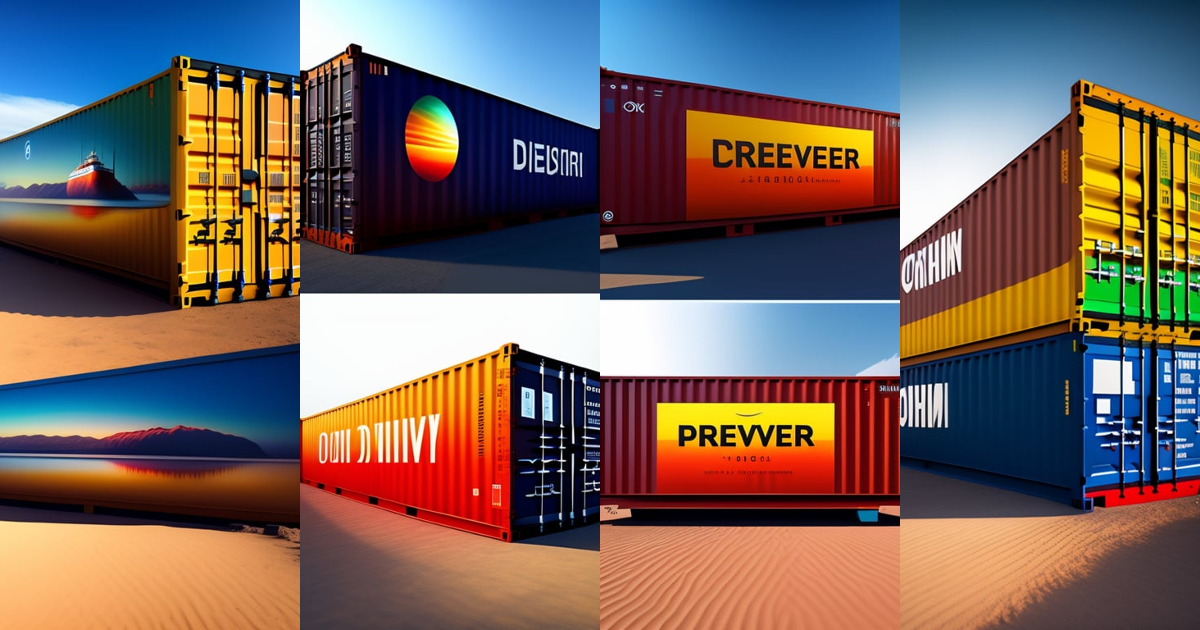 Lexica - 20 foot shipping container with text 